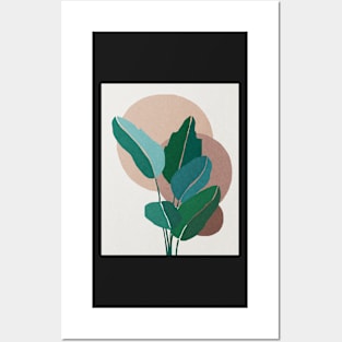 Tropical leaves, Botanical Mid century abstract art Posters and Art